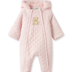 Little me Pink Bear Quilted Bunting pram